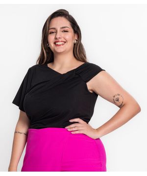 Blusa Feminina Plus Size Em Malha Soft Secret Glam Preto