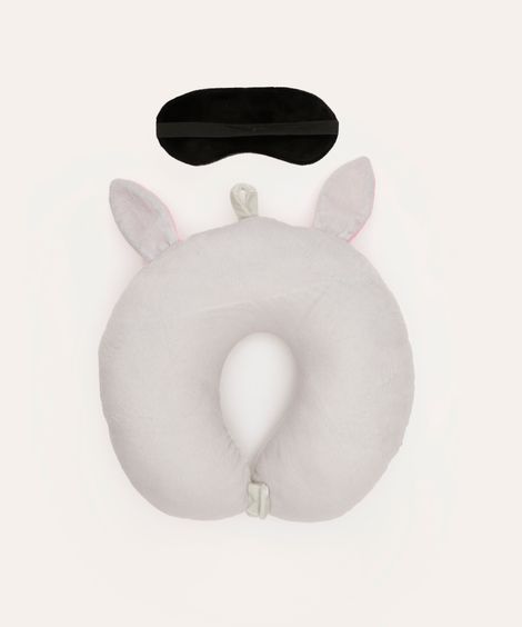 kit de apoio de pescoço coelho com tapa olho cinza claro