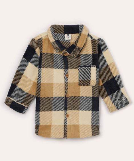 camisa flanelada infantil xadrez off white