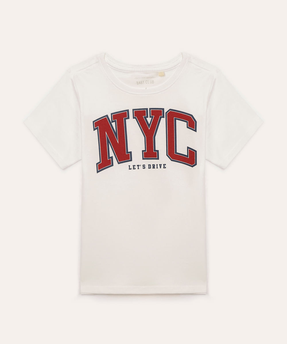 camiseta de algodão infantil nyc off white