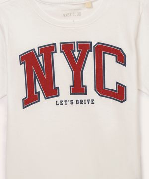 camiseta de algodão infantil nyc off white