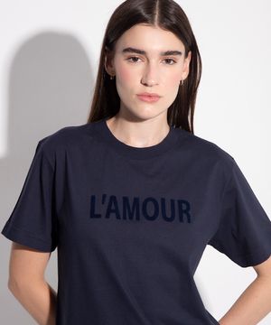 camiseta de algodão manga curta l'amour mindset azul marinho