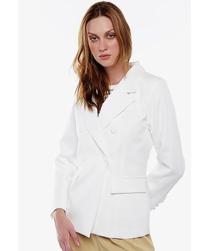 Blazer Branco Feminino Alfaiataria Sob Transpassado