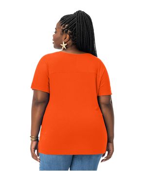 Blusa Feminina Plus Size Visco Tricot Secret Glam Laranja