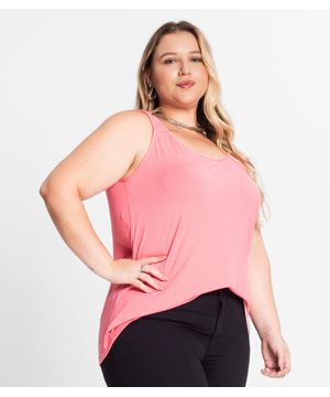 Blusa de Alças Feminina Plus Size Secret Glam Rosa