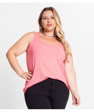 Blusa de Alças Feminina Plus Size Secret Glam Rosa