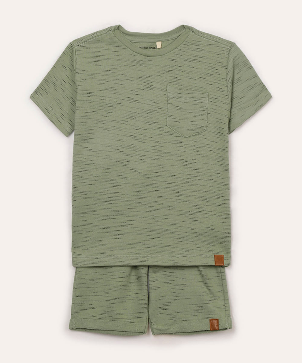 conjunto infantil de algodão mesclado verde
