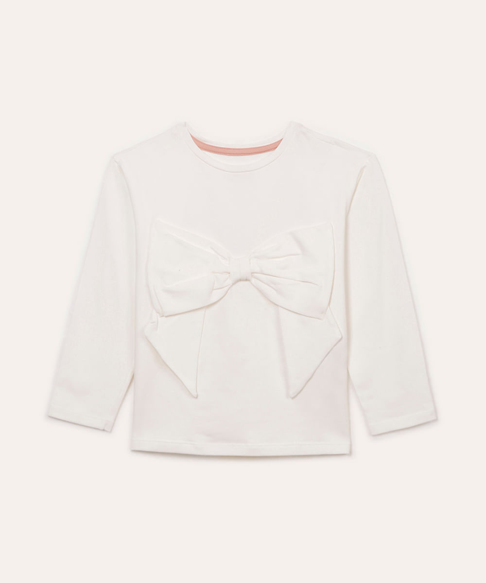 blusa de algodão infantil com laço branco