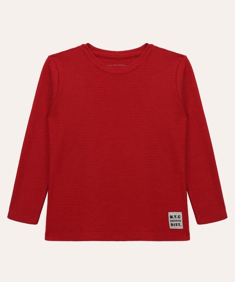 camiseta texturizada infantil manga longa vermelha