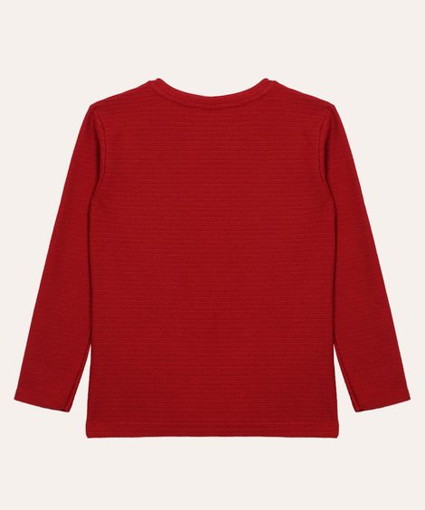 camiseta texturizada infantil manga longa vermelha
