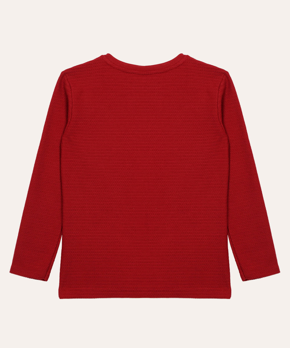 camiseta texturizada infantil manga longa vermelha