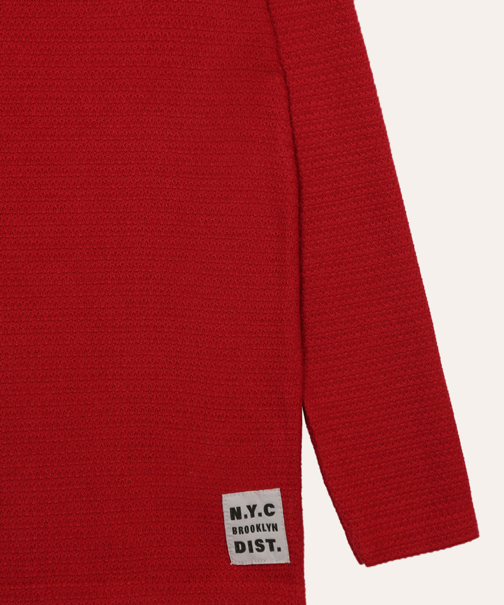 camiseta texturizada infantil manga longa vermelha