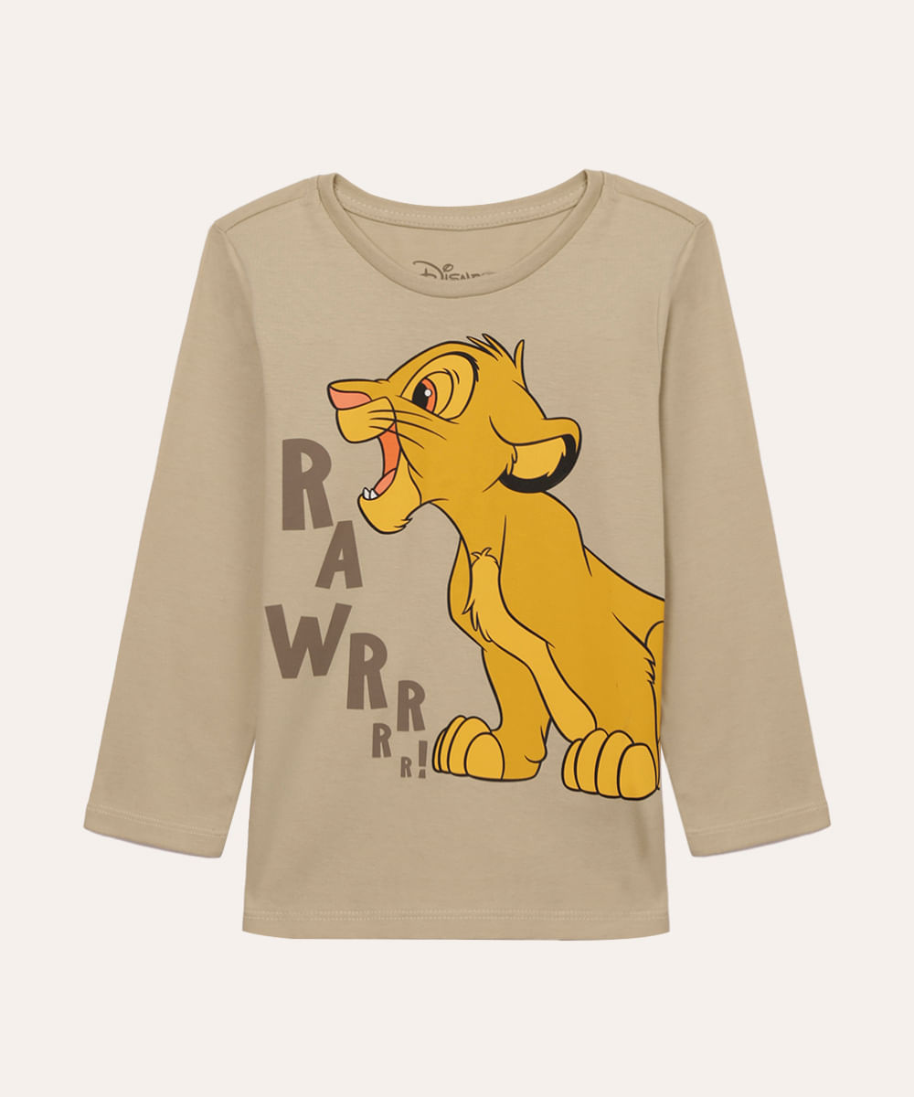 camiseta de algodão infantil simba bege