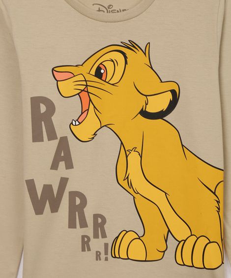 camiseta de algodão infantil simba bege