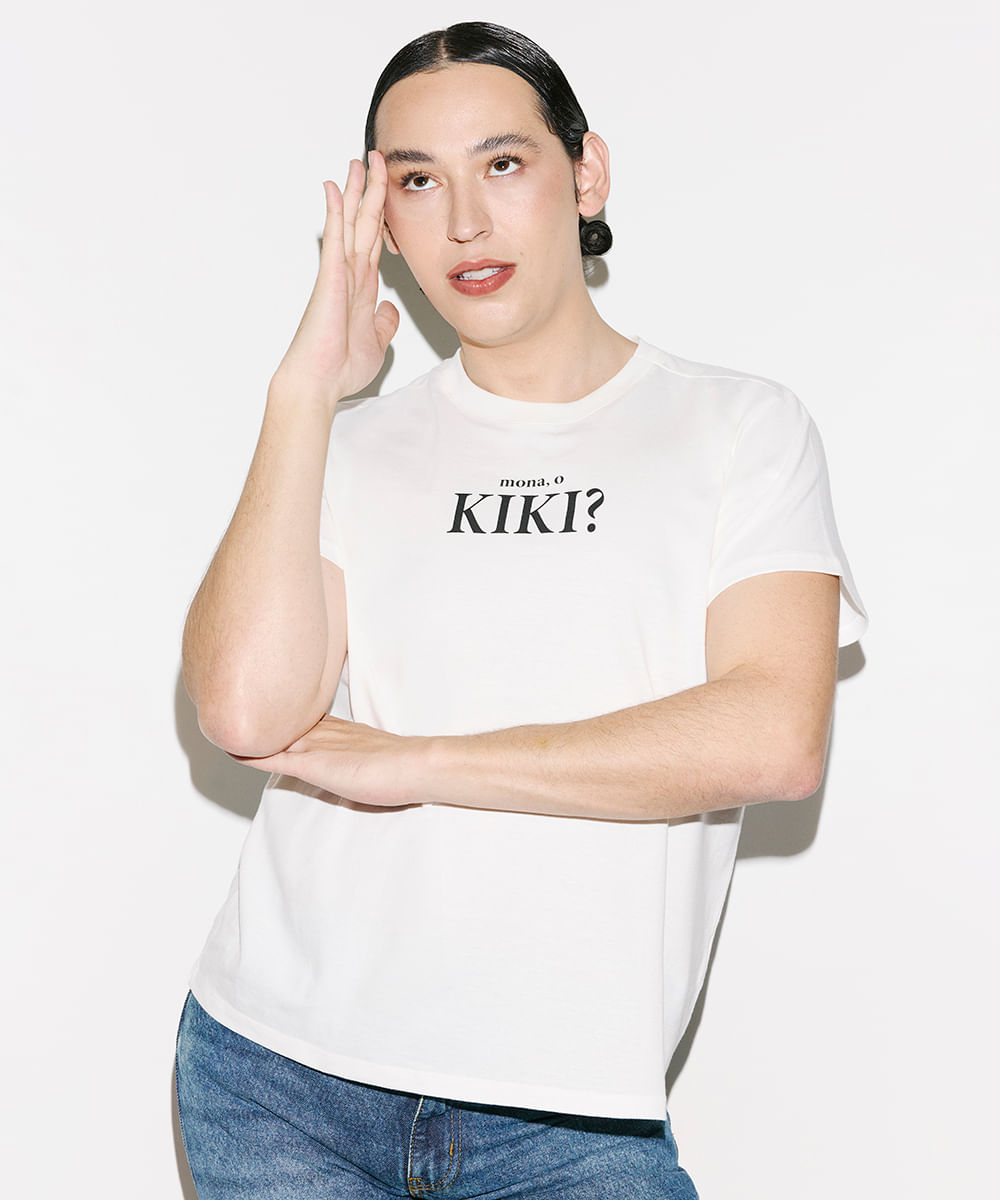 camiseta mona o kiki Gabb algodão sustentável off white