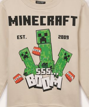 blusão de moletom infantil minecraft bege