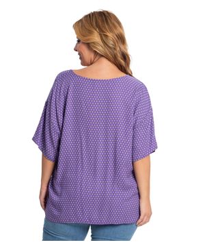 Camisa Feminina Plus Size Estampada Secret Glam Roxo