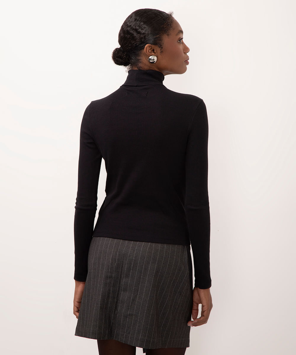 blusa feminina de algodão gola alta preta