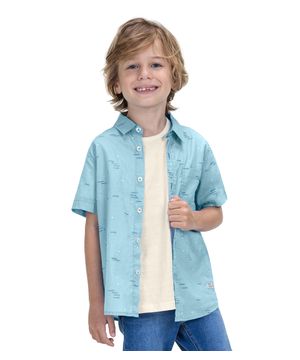 Camisa Infantil Masculina Estampada Trick Nick Azul