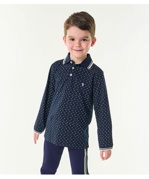 Camisa Polo Infantil Manga Longa Trick Nick Azul