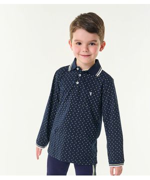 Camisa Polo Infantil Manga Longa Trick Nick Azul