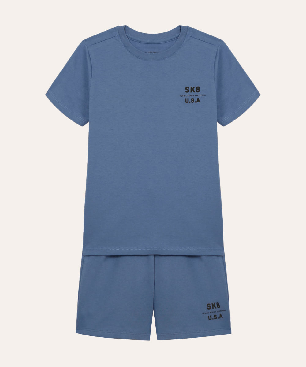 conjunto de algodão infantil usa azul
