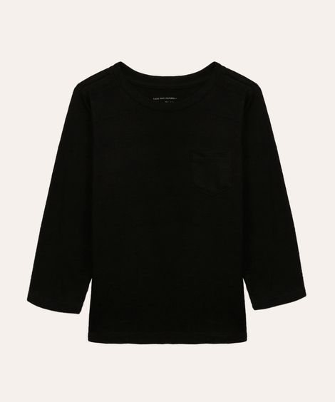 camiseta infantil com bolso manga longa preta