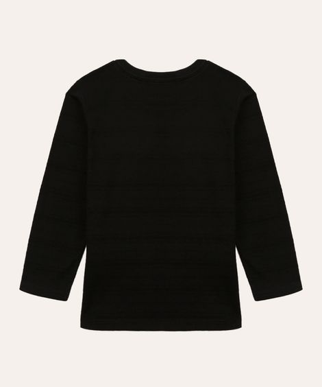 camiseta infantil com bolso manga longa preta