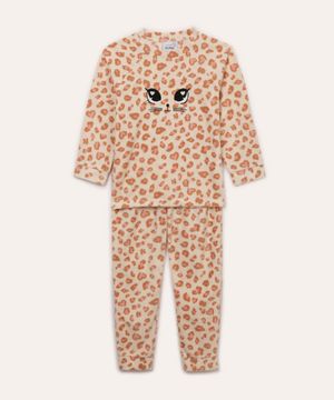 pijama de pelucia infantil oncinha bege