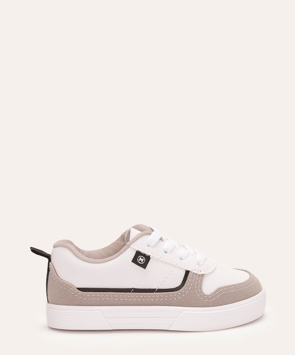 tênis casual com recorte camurça branco