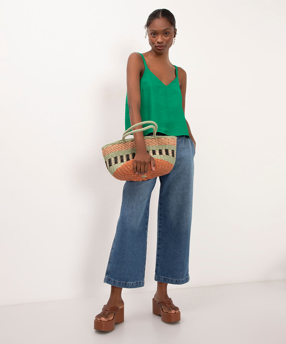 regata de viscose cropped verde