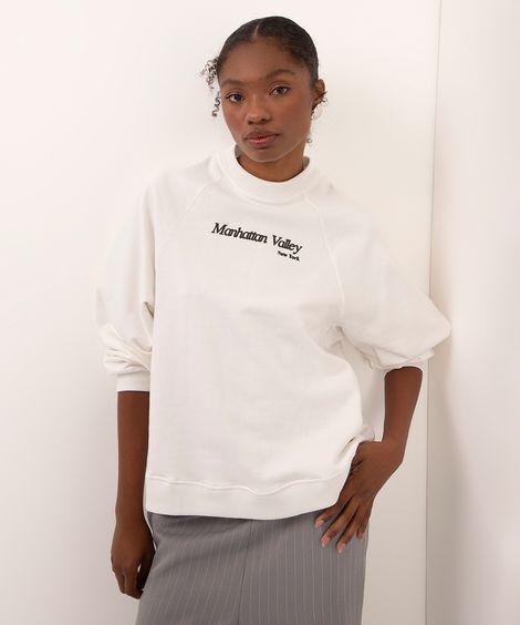 blusão de moletom oversized manhattan valley off white