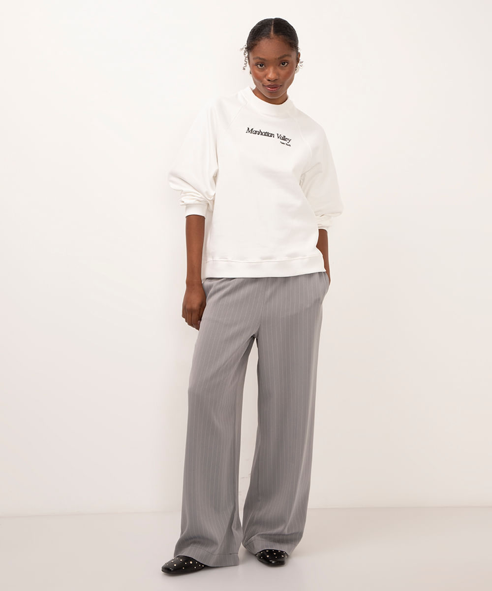 blusão de moletom oversized manhattan valley off white
