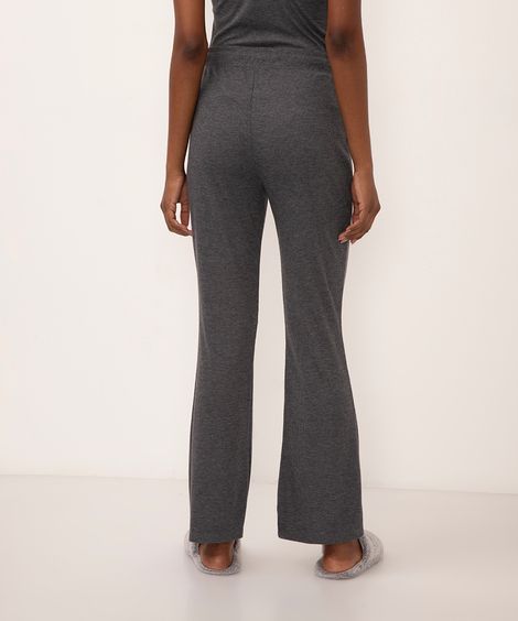 calça de pijama flare cinza