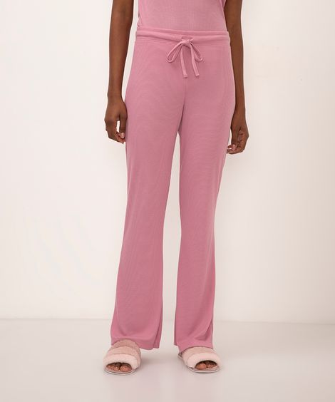 calça de pijama flare rosa
