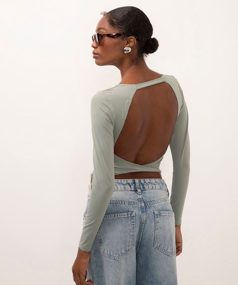 top de poliamida decote nas costas verde