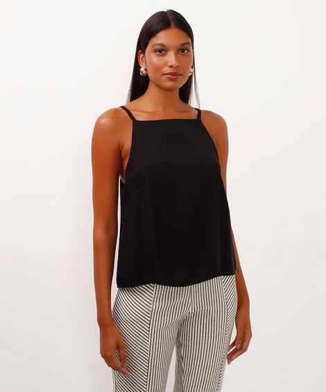 regata halterneck de viscose preto