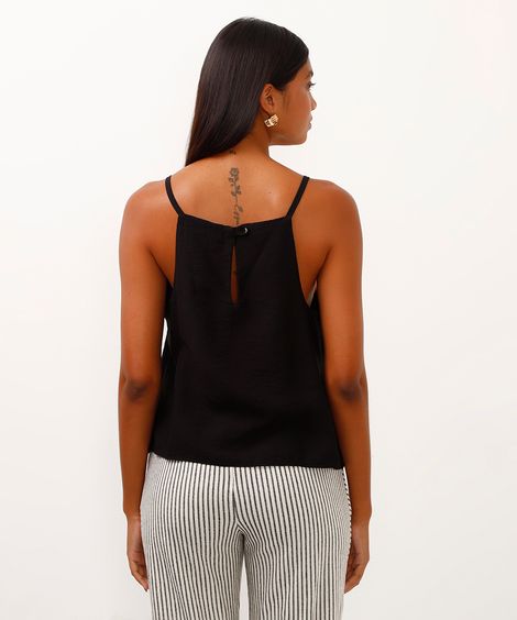 regata halterneck de viscose preto