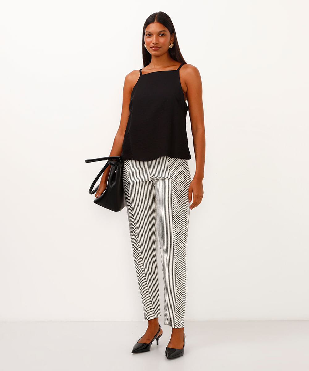 calça de algodão jogger listrada off white