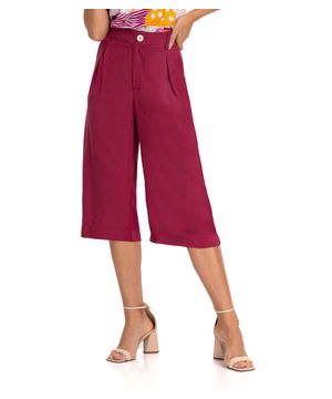 Calça Pantacourt Feminina Em Viscose Endless Vermelho