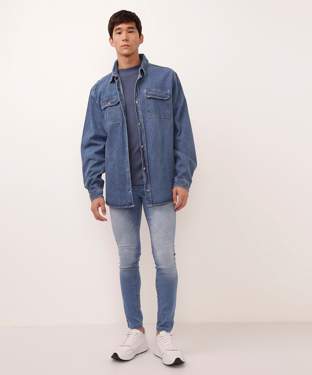 calça jeans super skinny azul