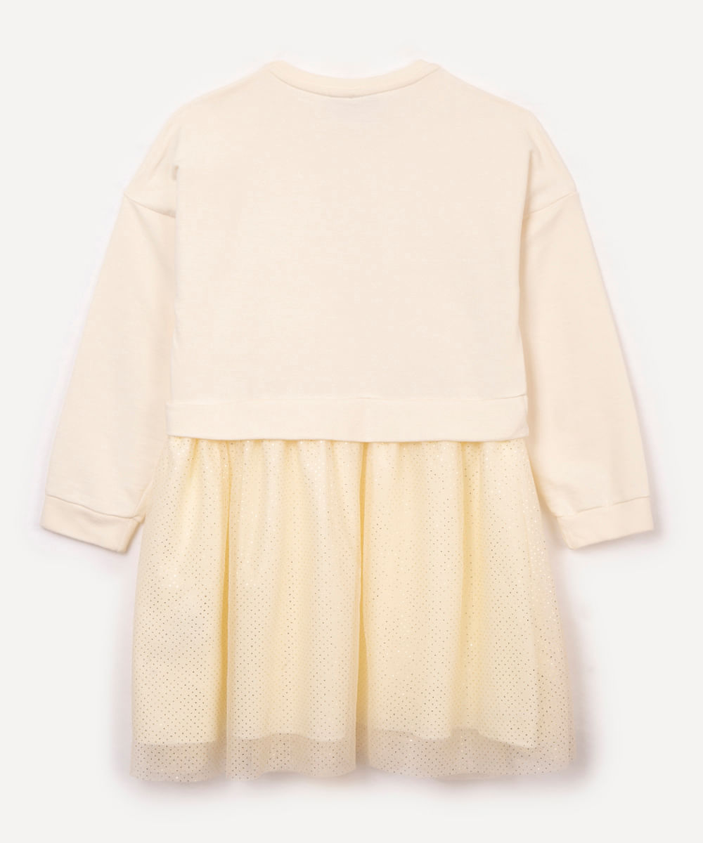 vestido infantil manda longa moletinho magic bege