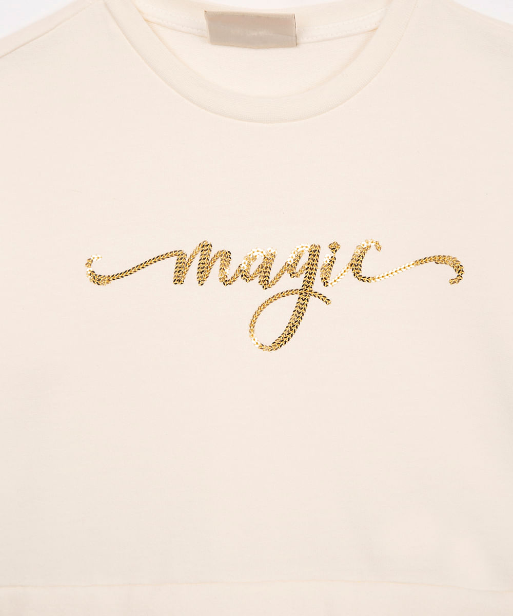 vestido infantil manda longa moletinho magic bege