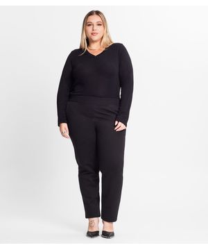 Calça Feminina Em Moletom Plus Size Rovitex Preto