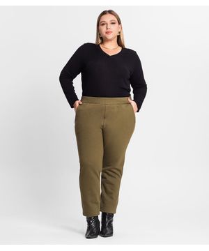 Calça Feminina Em Moletom Plus Size Rovitex Verde