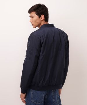 jaqueta bomber de nylon azul marinho