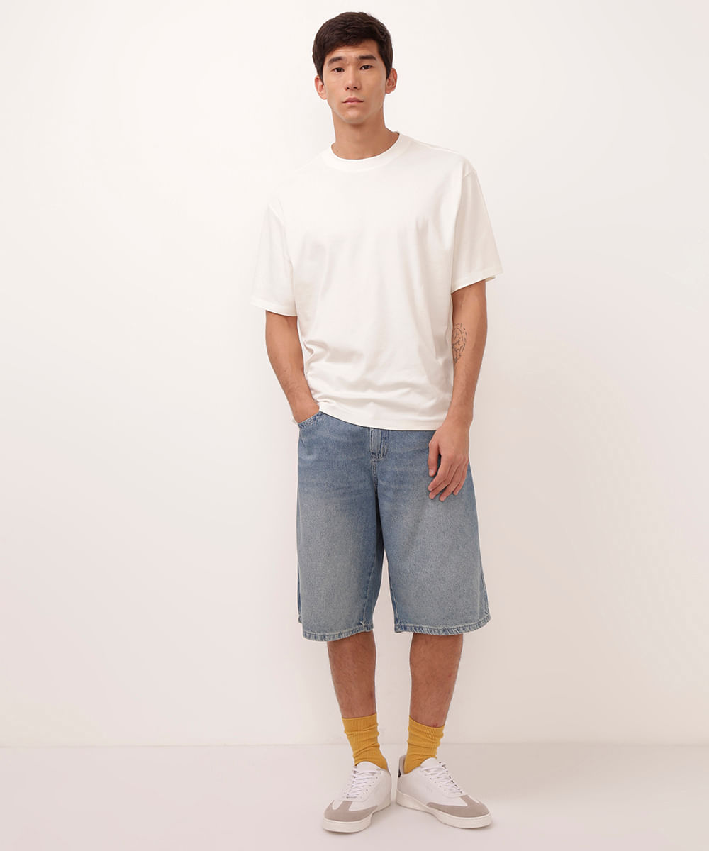 camiseta de algodão peruano manga curta off white