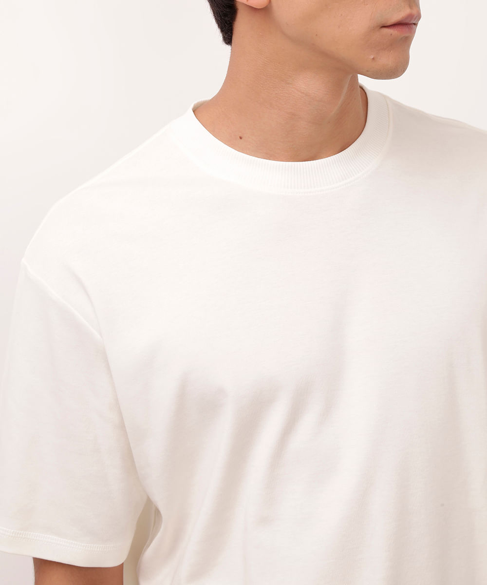 camiseta de algodão peruano manga curta off white