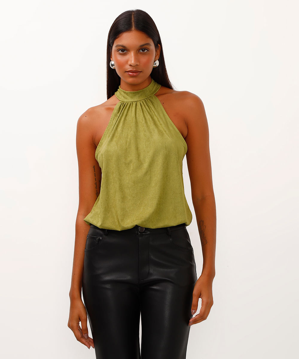 regata de suede halterneck verde