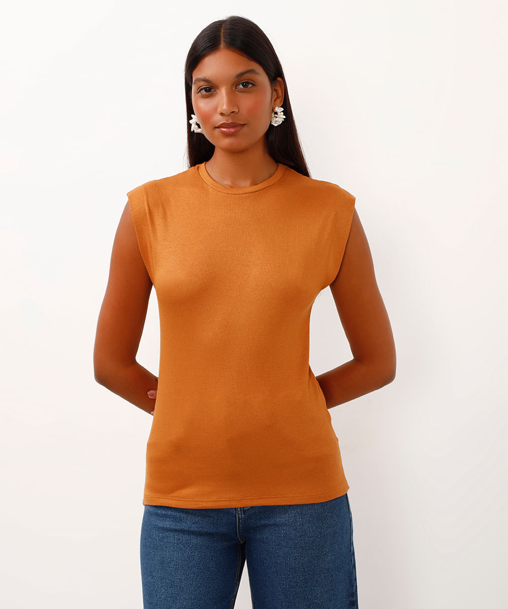 regata muscle tee de viscose marrom